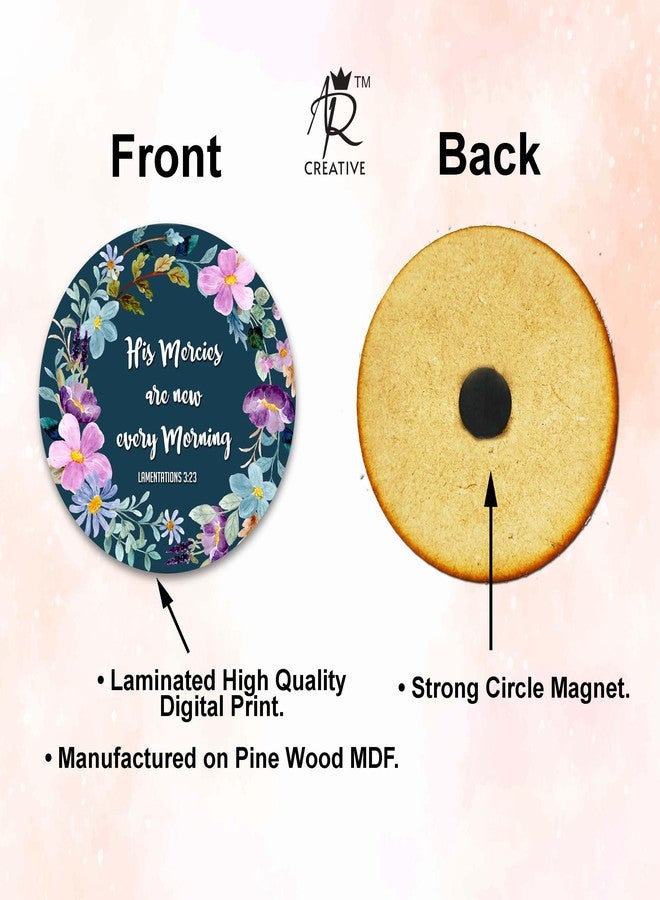 AR Creative His Mercies New - Bible Verse Fridge Magnet for Home Decoration, MDF Wooden Quotes Magnet, Home, Office Decor (3.5 x 3.5 inch) Set of 4 - Image 5